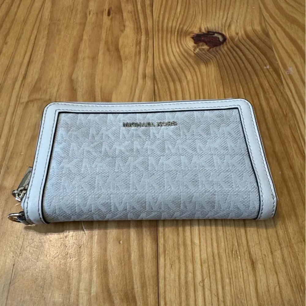 Michael Kors Adele Ivory Canvas Smartphone Wallet Clutch